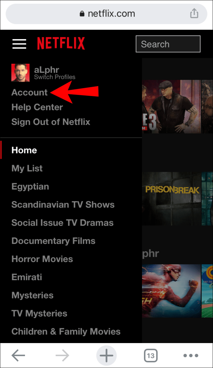 Scroll down to the appropriate Netflix profile. Fi